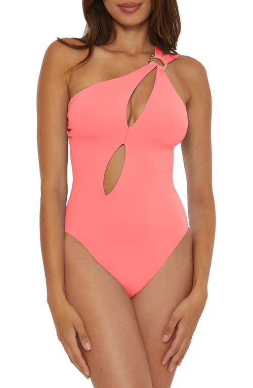 One-Shoulder Cutout One-Piece Swimsuit in Garden Pink