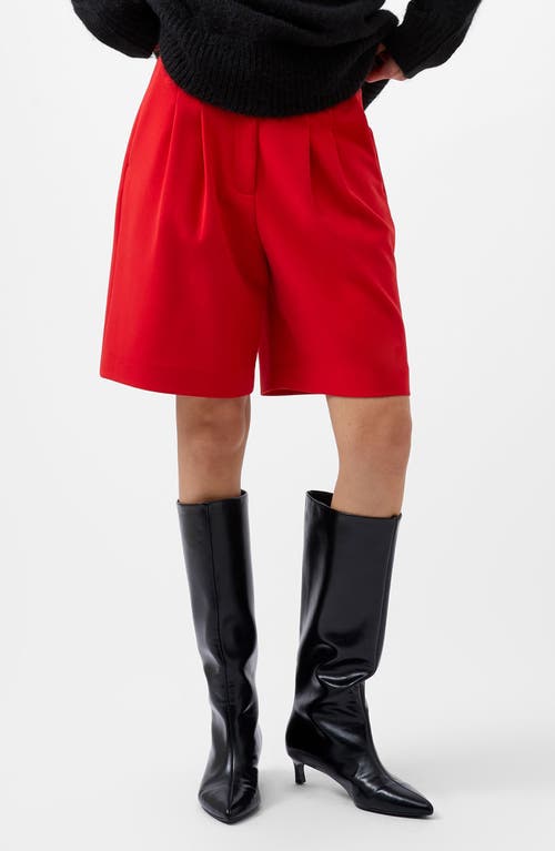 Shop French Connection Azra Pleated Twill Bermuda Shorts In Mars Red