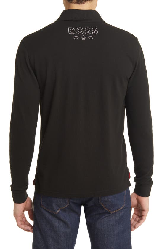 Hugo Boss Boss X Nfl Patlong Long Sleeve Piqué Polo In Buffalo Bills Black