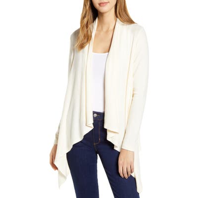 Bobeau Amie Waterfall Knit Cardigan, White