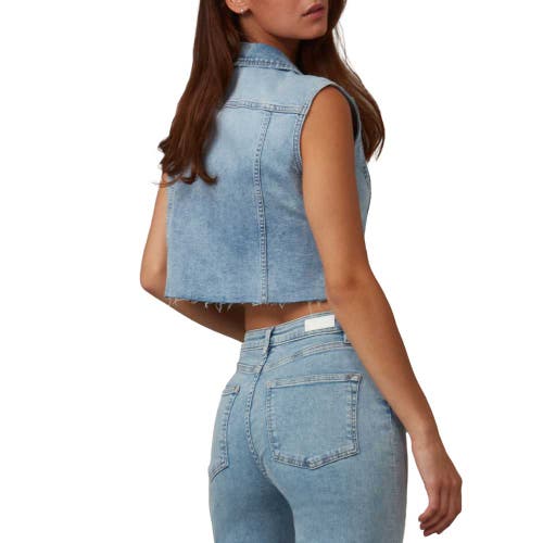 Lola Jeans Gabbie Cropped Denim Vest In Stone Blue Skyline