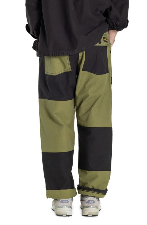 Shop Stan Ray K Colorblock Straight Leg Pants In Olive/black Ripstop Mix