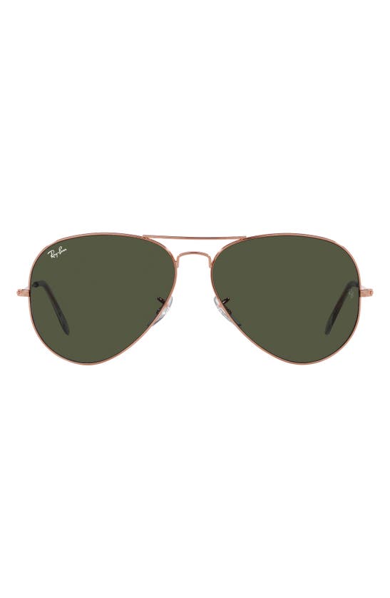 Shop Ray Ban Ray-ban Large Original 62mm Aviator Sunglasses In Rose Gold