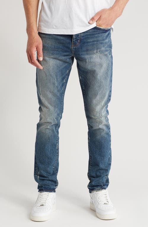 PURPLE BRAND Distressed Straight Leg Jeans Mid Indigo at Nordstrom,