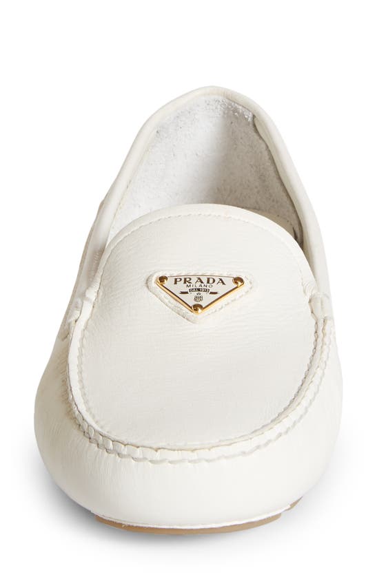 Shop Prada Triangle Logo Driving Loafer In Ivory