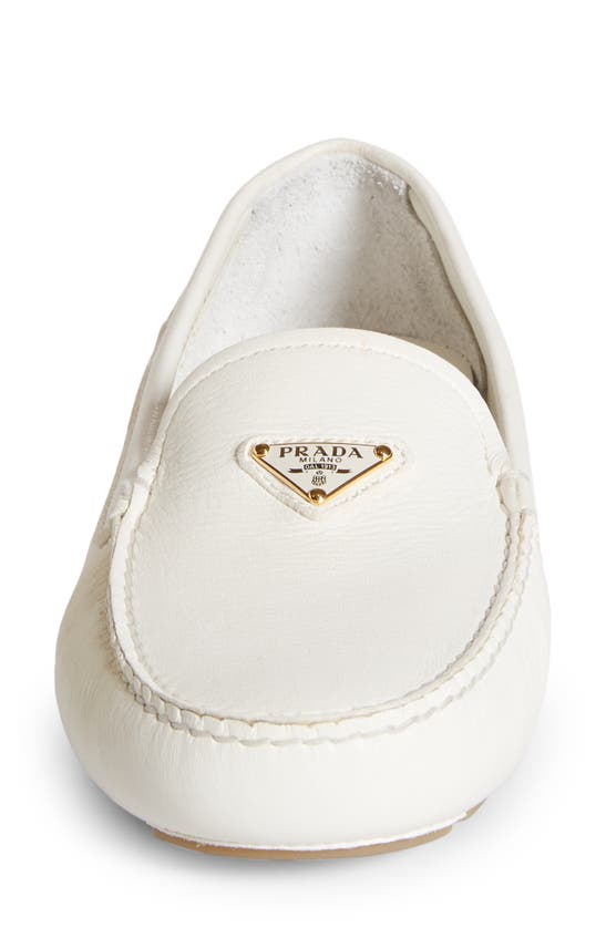 Prada Triangle Logo Driving Loafer In Ivory