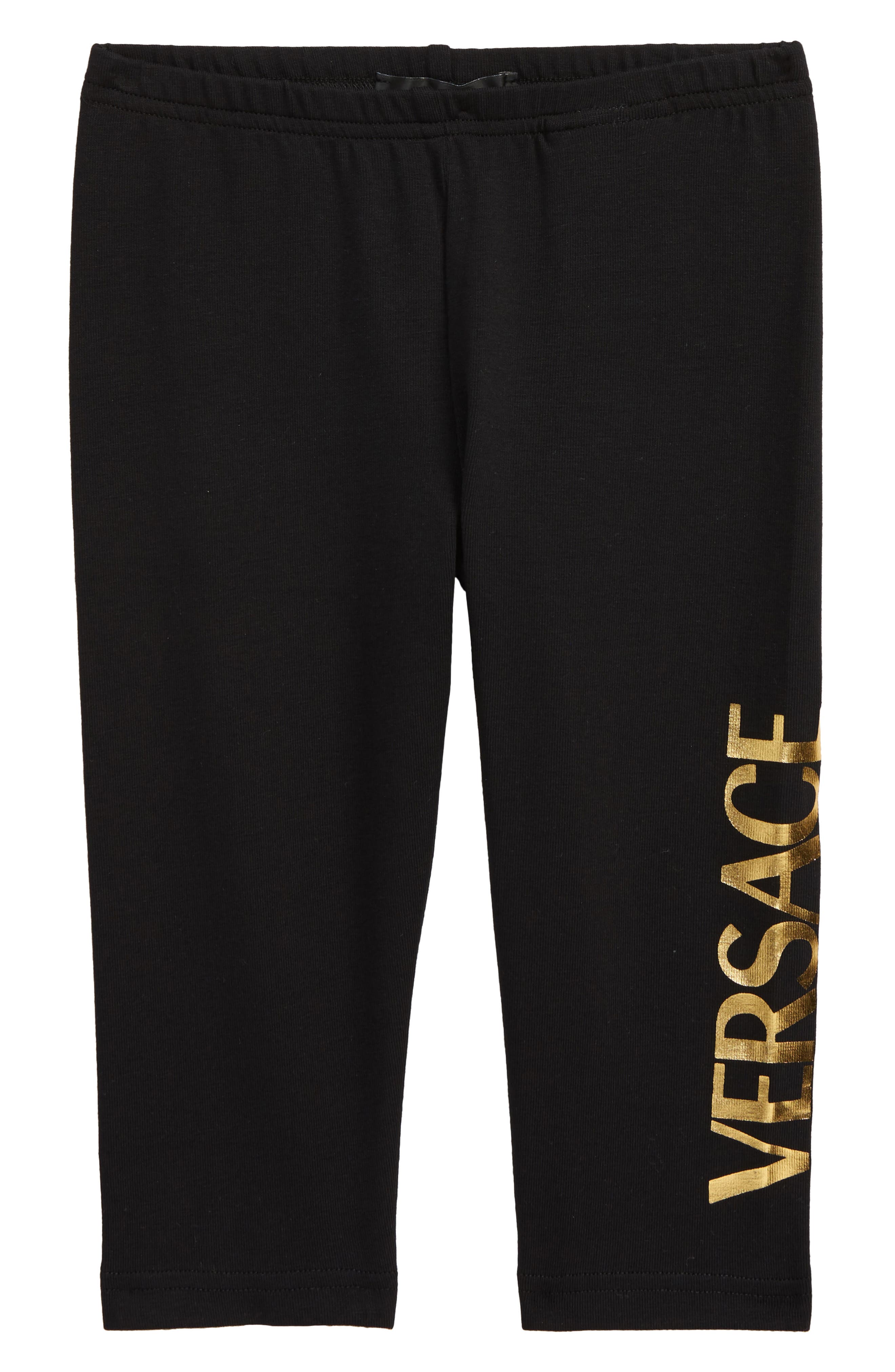 Versace Logo Leggings in Black Gold at Nordstrom, Size 12-18M Us