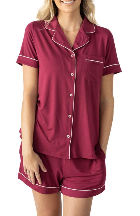 Button Front Short Sleeve Black Maternity & Nursing Pajama Set – Angel  Maternity USA
