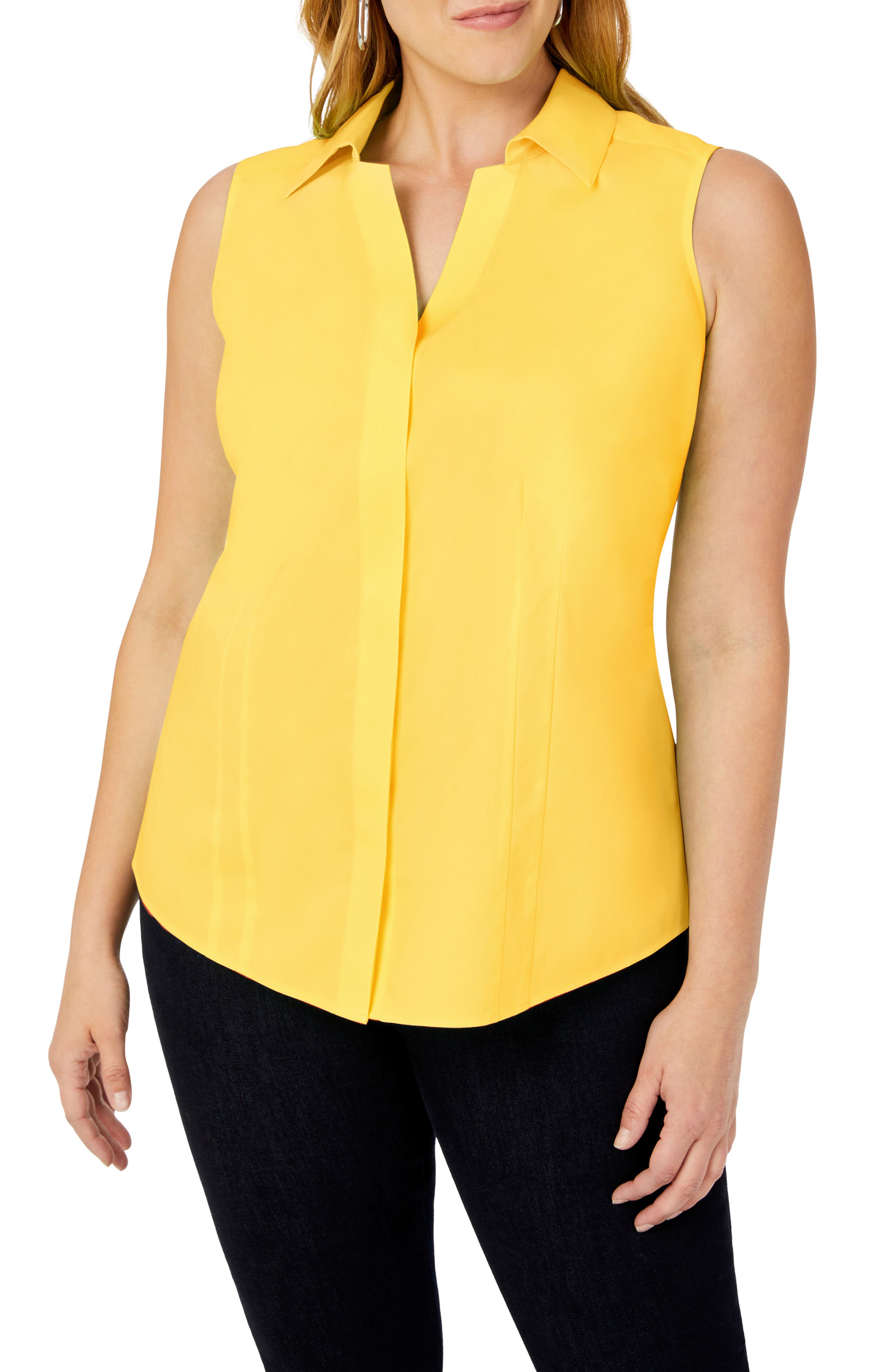 plus size button up sleeveless shirts & tops