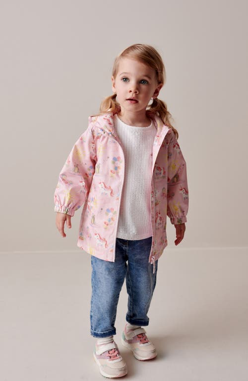 Shop Next Kids' Water Resistant Hooded Jacket In Pink Unicorn