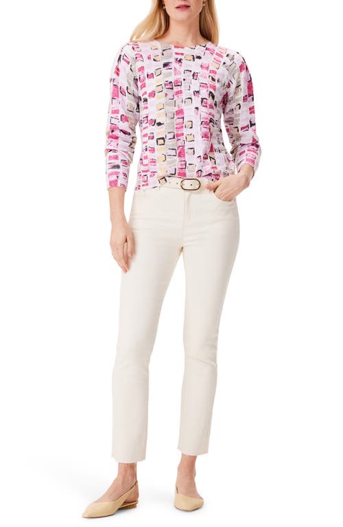 Nic + Zoe Nic+zoe Petite Geo Mosaic Sweater In Pink Multi