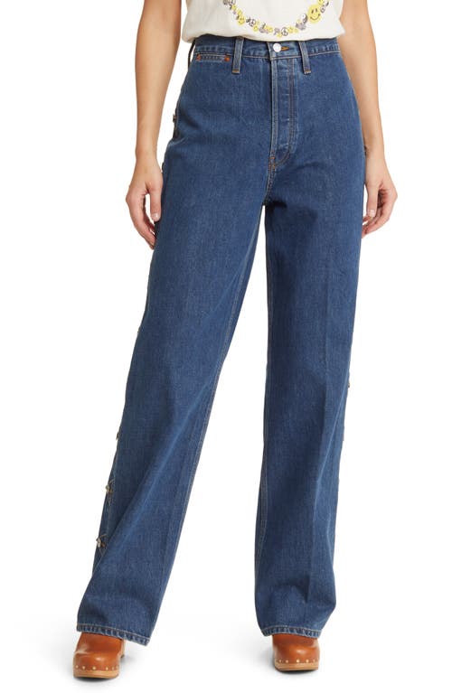Re/Done Western High Waist Loose Fit Straight Leg Jeans Rustic Indigo at Nordstrom,