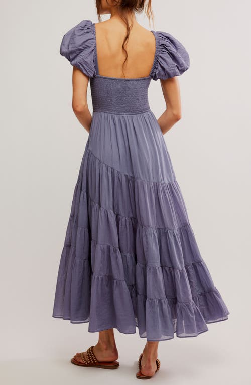 Free People Short Sleeve Sundrenched Maxi Dress In Blue Granite