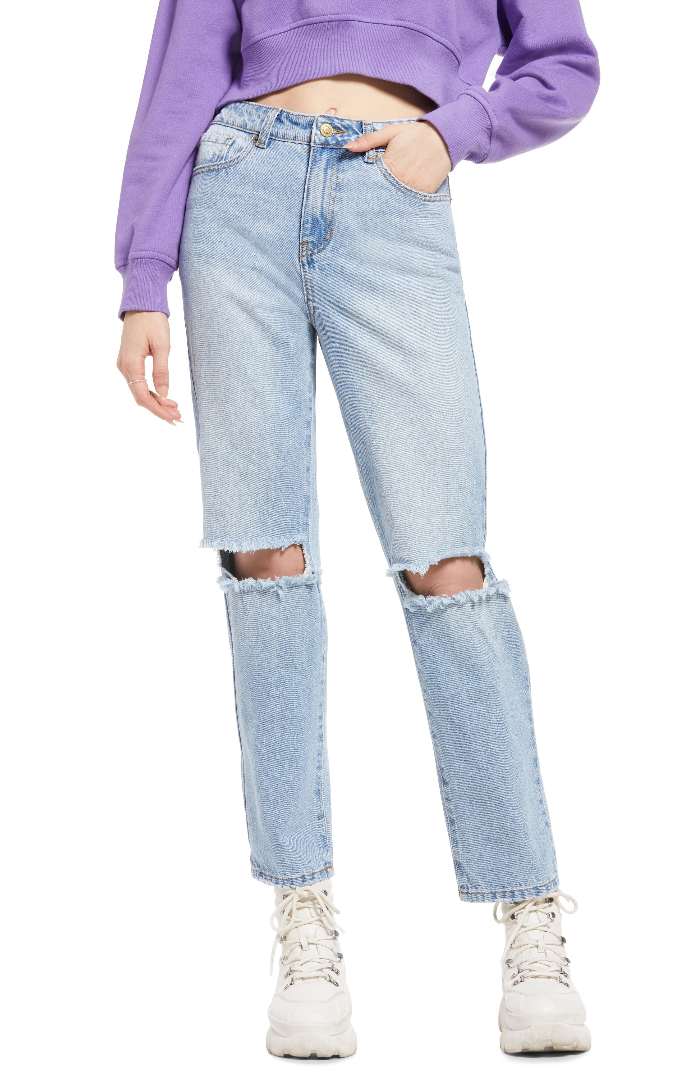 knee hole mom jeans