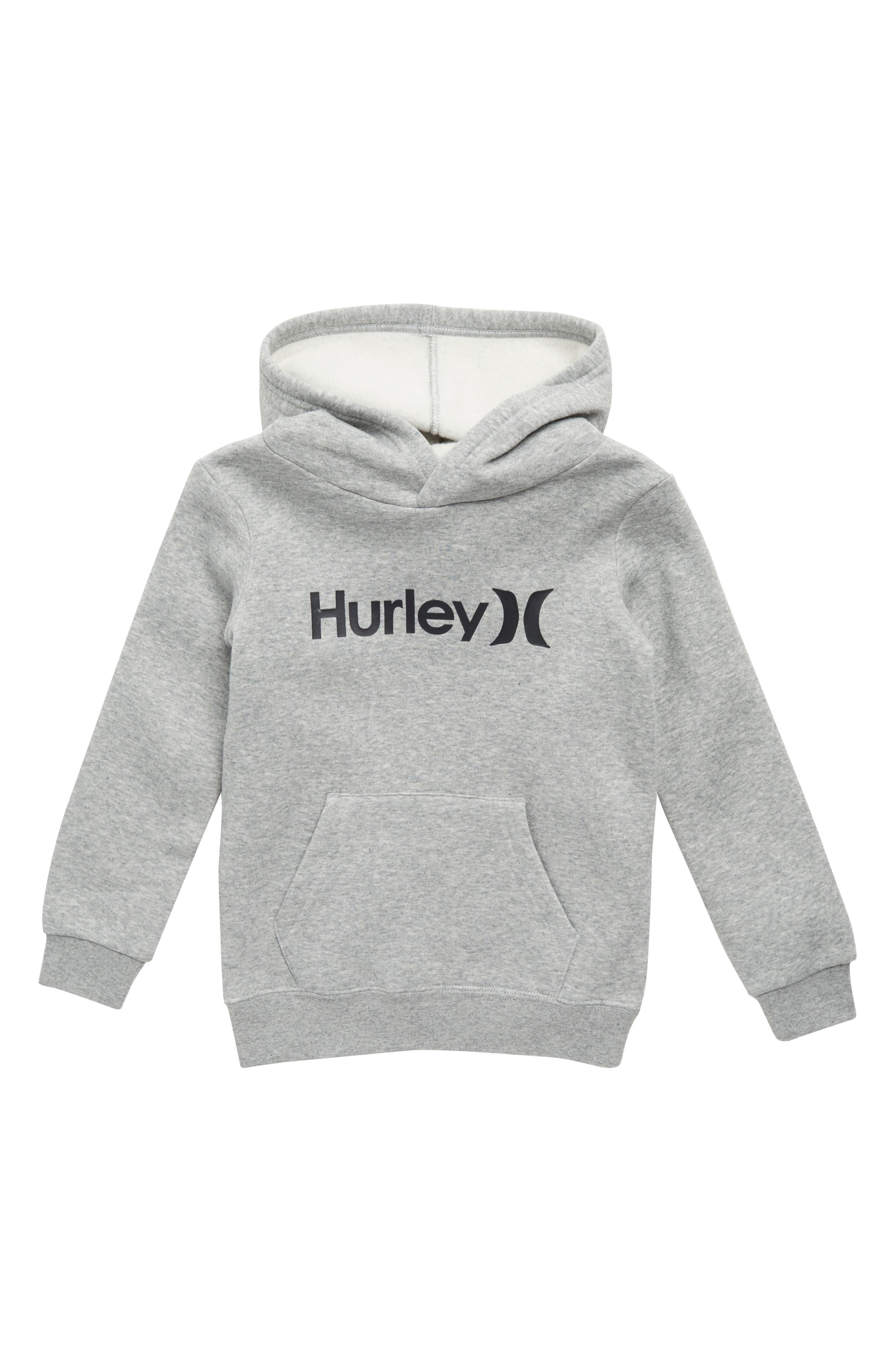 Hurley Kids One and Only Pullover Hoodie (Little Kids) Boy's Clothing Dark Grey Heather : 7 Little Kids