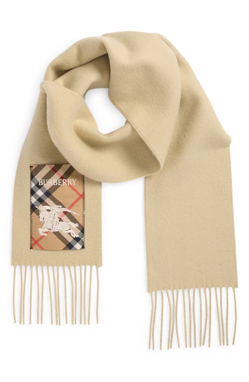 Burberry Equestrian Knight Detail Cashmere Fringe Scarf In Nutmeg