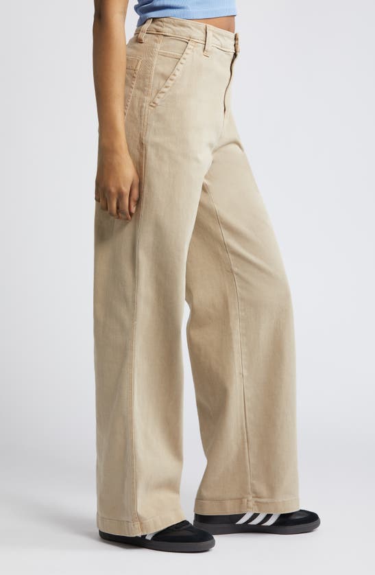 Bp. High Waist Wide Leg Twill Pants In Tan Mink