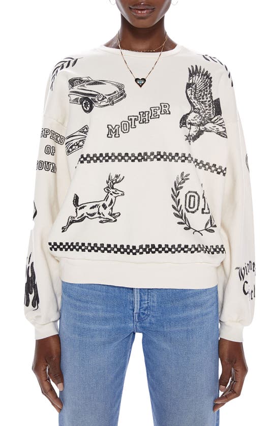 Mother The Drop Printed Cotton Sweatshirt In Wce - Winner's Circle