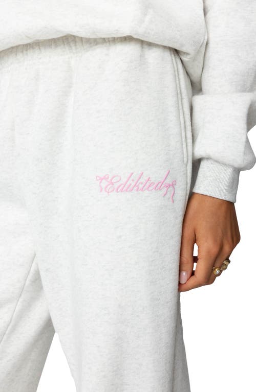 Shop Edikted Sasha Bow Detail Sweatpants In Gray-melange