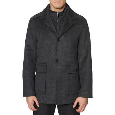 Hickey Freeman Brushstroke Wool Blend Coat, Grey