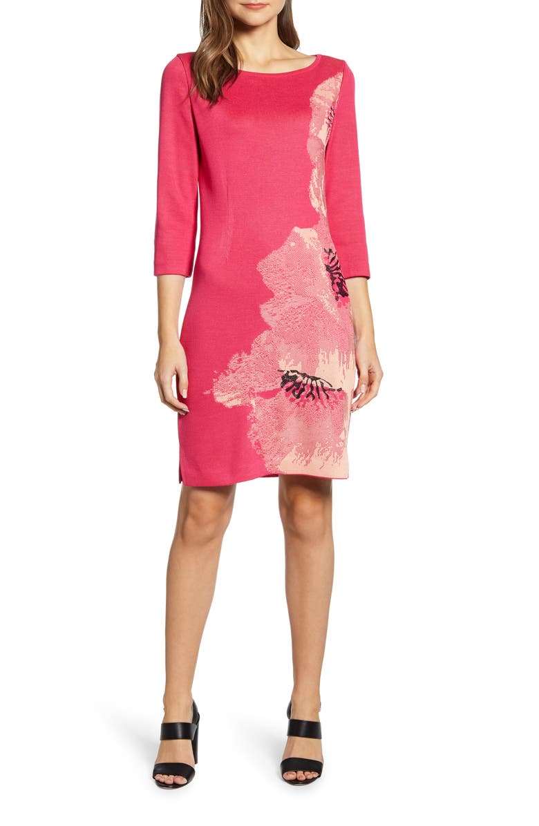 Ming Wang Floral Knit Sheath Dress Nordstrom