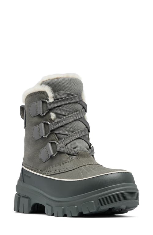 Sorel Tivoli V Faux Fur Lined Waterproof Boot In Quarry/grill