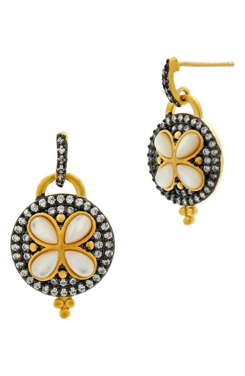 FREIDA ROTHMAN Fleur Bloom Mother-of-Pearl Petal Drop Earrings in Gold And Black