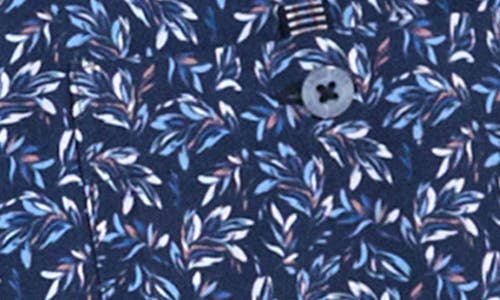 Shop 7 Diamonds Eliseo Floral Short Sleeve Performance Button-up Shirt In Navy