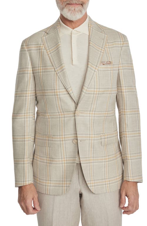 Shop Jack Victor Mcallen Soft Constructed Plaid Wool, Silk & Linen Blazer In Beige/light Grey