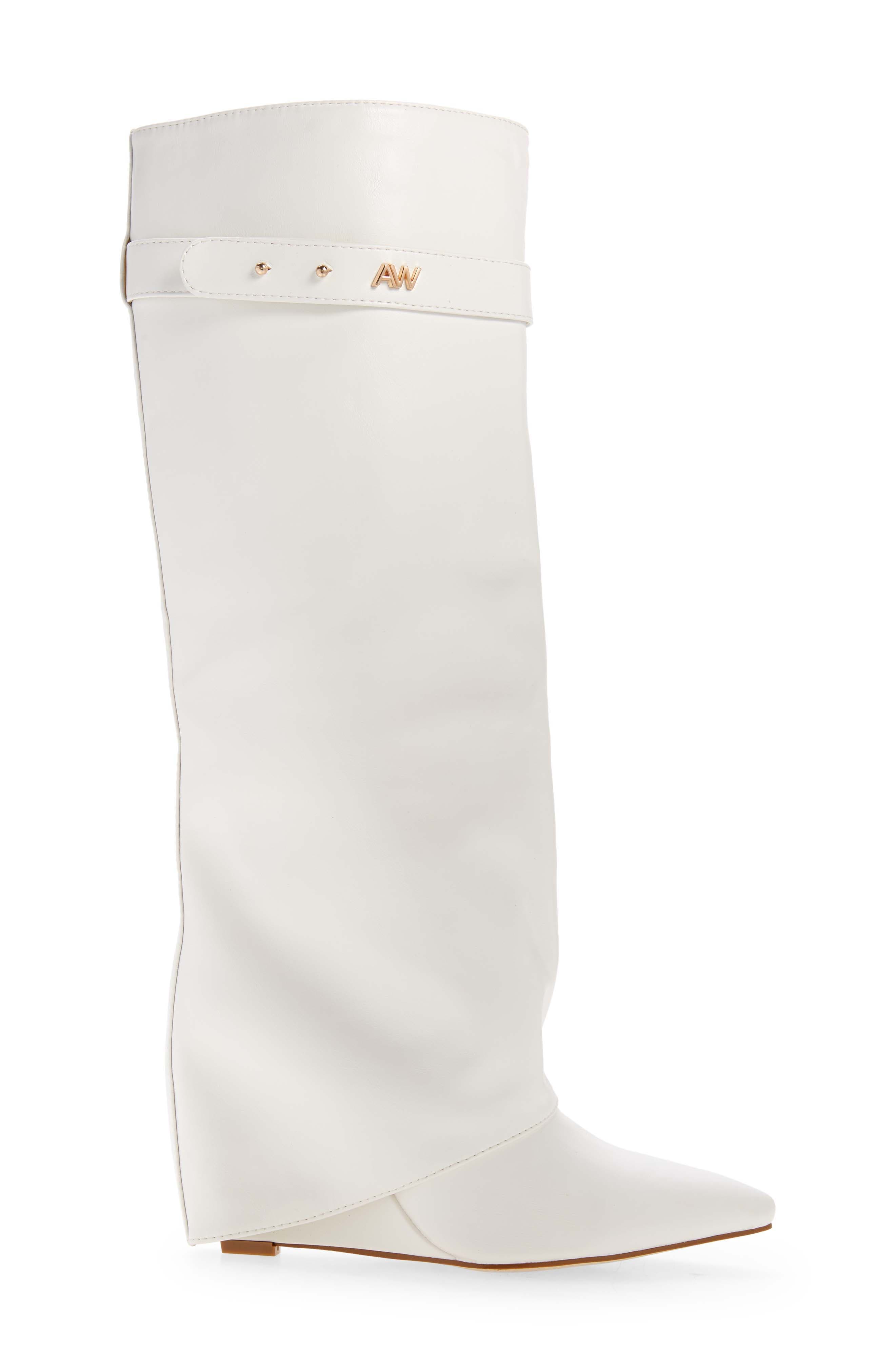 Azalea Wang Melina Pointy Toe Boot in White