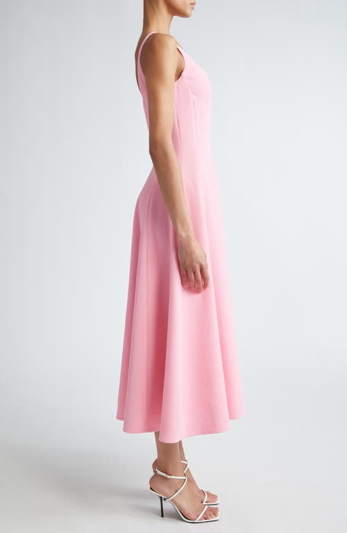 Shop Emilia Wickstead Asia Crepe Fit & Flare Midi Dress In Rose Pink