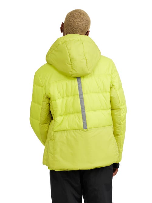 Pajar Thebe Mixed Media Ski Jacket With Fixed Hood In Neo Green
