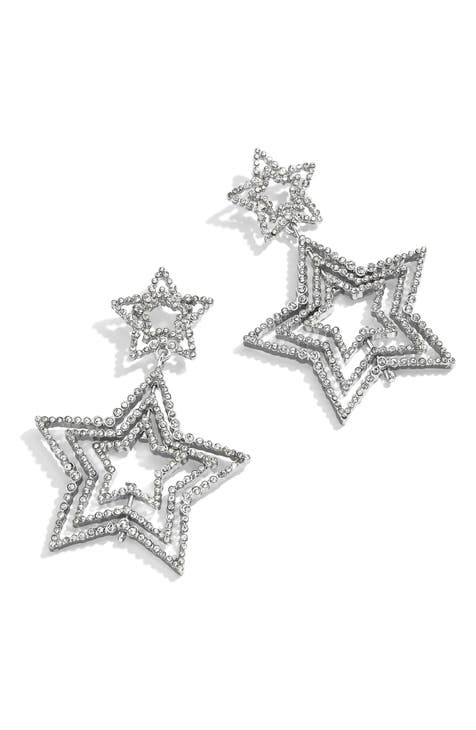 Color Blossom Double Star Long Earriings - Categories