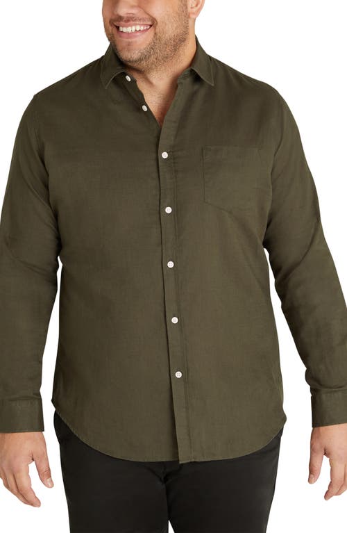 Johnny Bigg Anders Linen Blend Button-Up Shirt in Olive