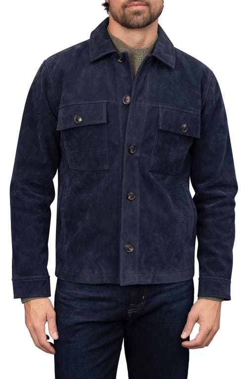 Bagatelle Faux Nubuck Trucker Jacket In Navy