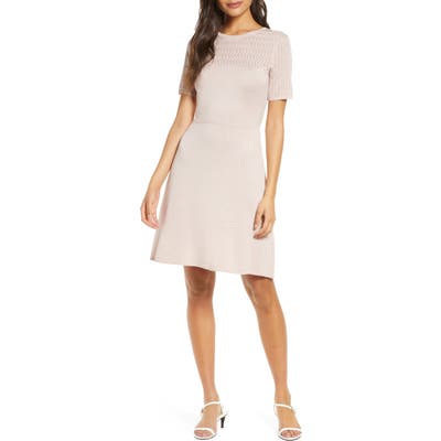 Julia Jordan Fit & Flare Sweater Dress, Pink