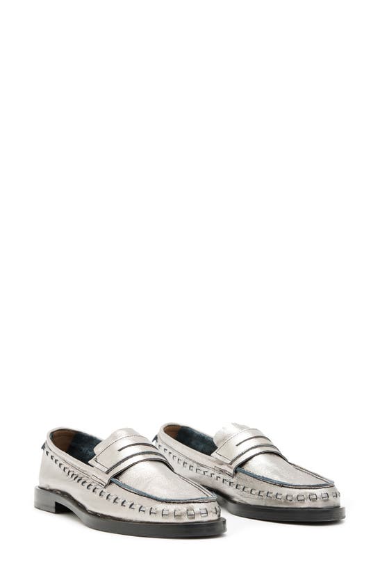 Allsaints Sofie Penny Loafer In Silver