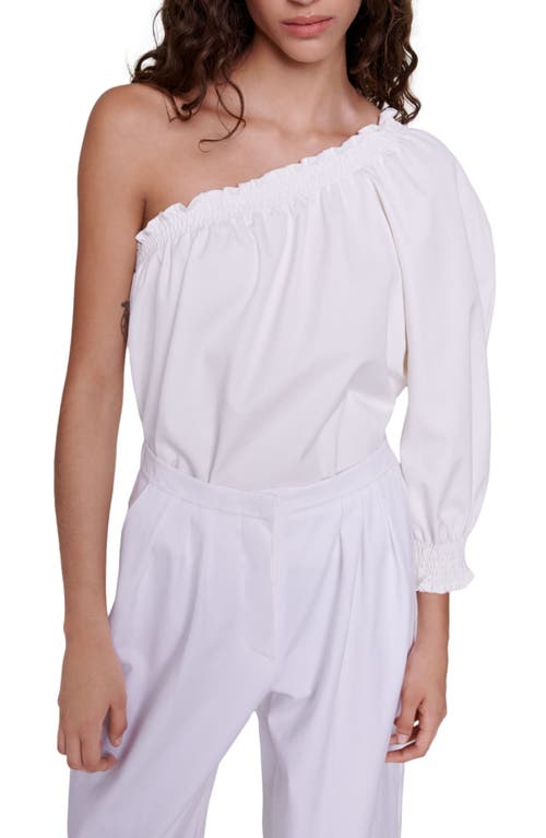 Shop Maje Lopine One-shoulder Cotton Crop Top In White