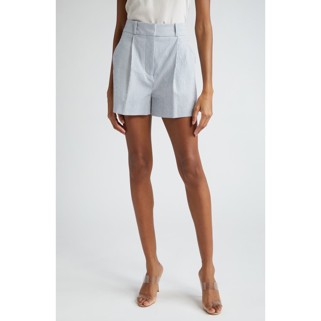 Veronica Beard Haina Seersucker Short Blue White In Blue/white