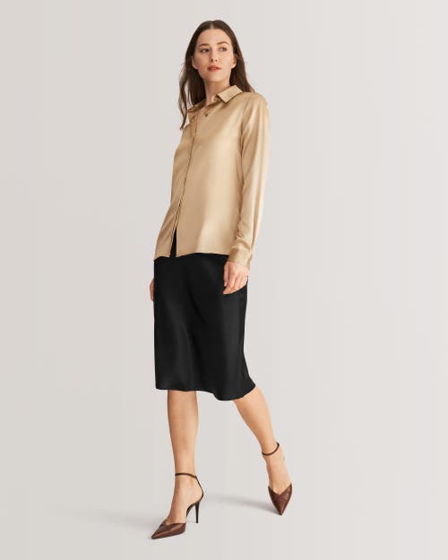 Shop Lilysilk Basic Concealed Placket Silk Shirt In Light Camel