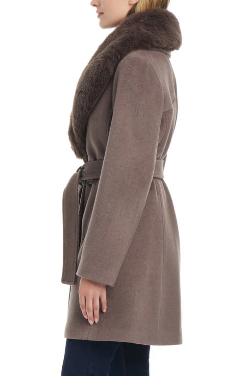 VINCE CAMUTO VINCE CAMUTO WRAP COAT WITH REMOVABLE FAUX FUR COLLAR 