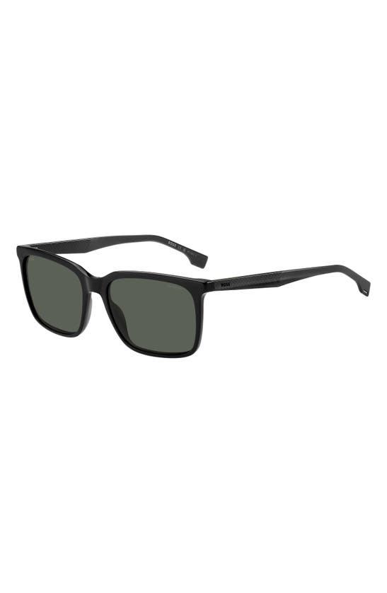 Shop Hugo Boss 57mm Rectangular Sunglasses In Black