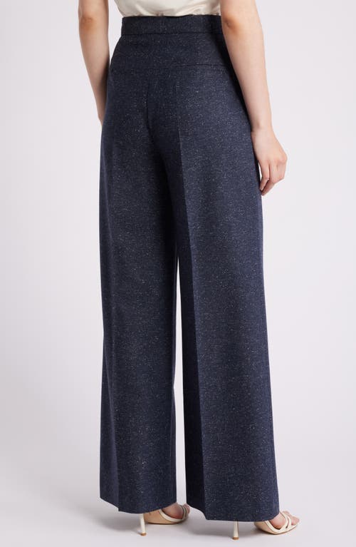 Shop Hugo Boss Boss Tupita Wide Leg Wool Blend Sailor Pants In Sky Captain Mini Slub