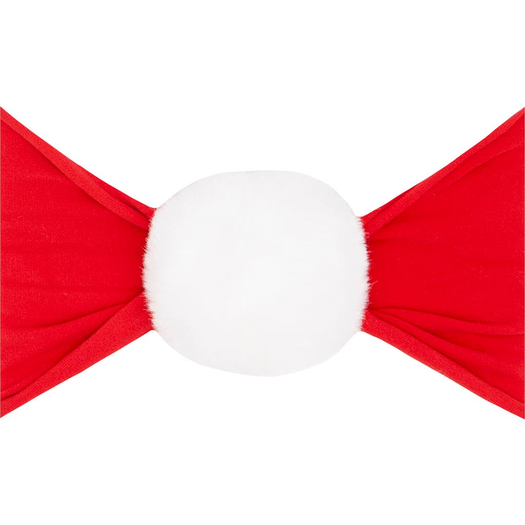 Baby Bling Luxe Faux Fur Pompom Headband In Cherry/white