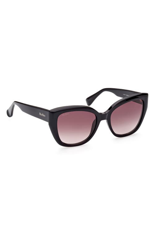 Shop Max Mara 54mm Cat Eye Sunglasses In Shiny Black/gradient Brown