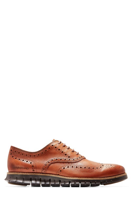 Shop Cole Haan Zerogrand Wingtip Derby In British Tan Leather/java