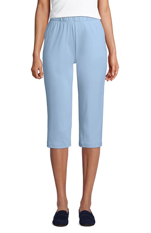 Shop Lands' End Tall Sport Knit Elastic Waist Pull On Capri Pants In Soft Blue Haze