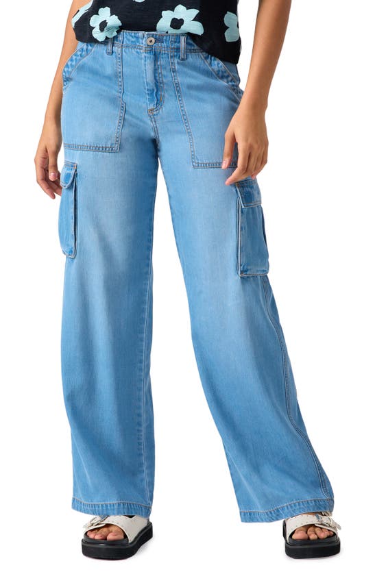 Shop Sanctuary Reissue High Waist Wide Leg Cargo Jeans In Sun Drench