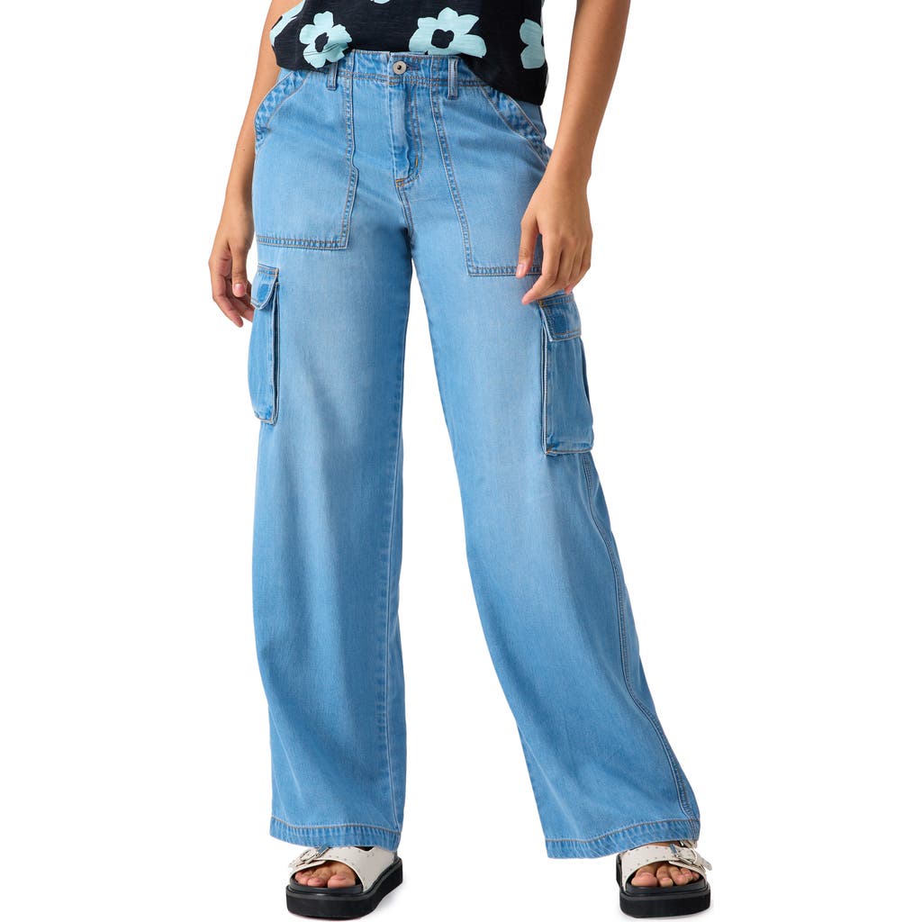 Shop Sanctuary Reissue High Waist Wide Leg Cargo Jeans In Sun Drench