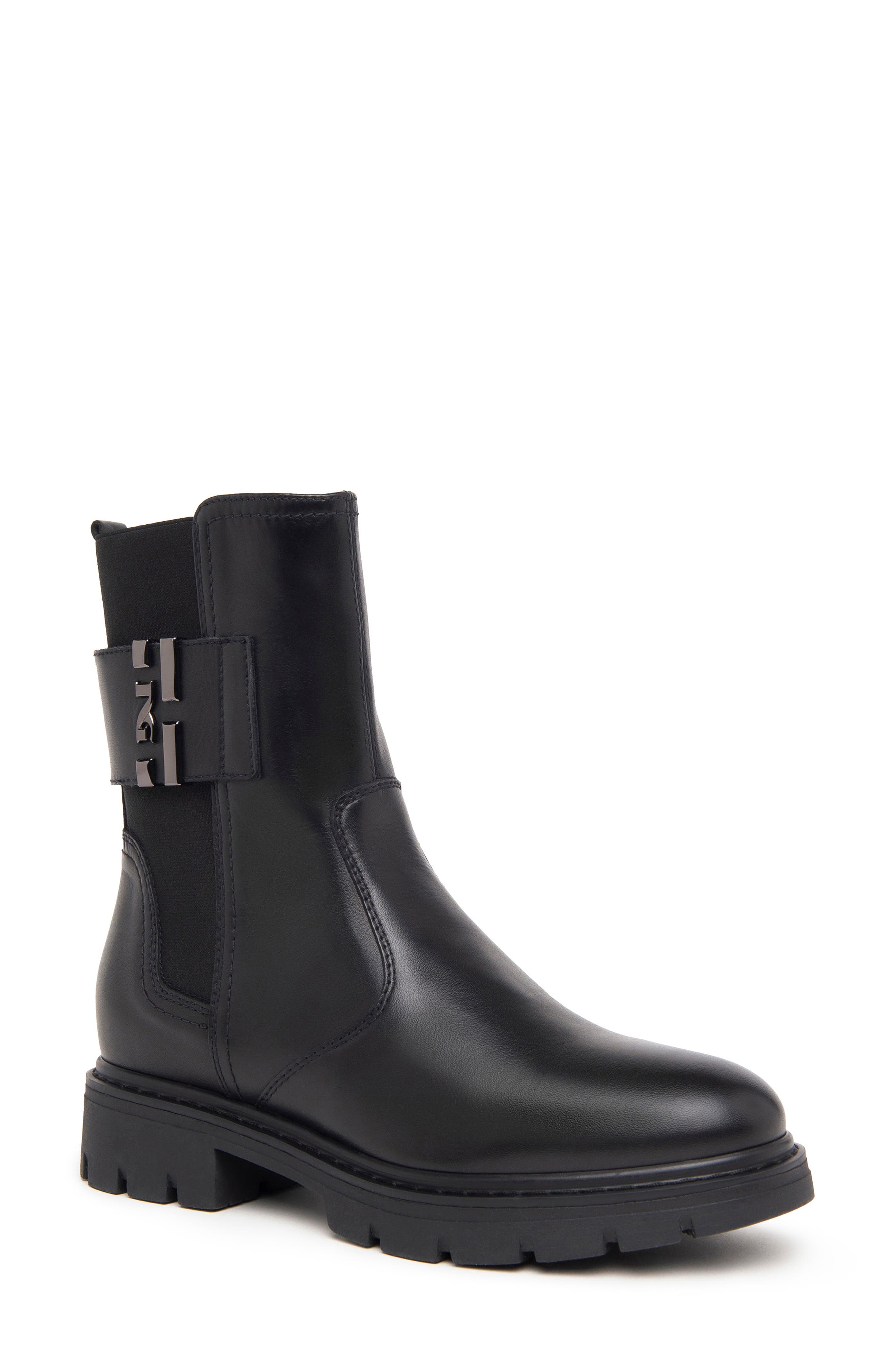 NeroGiardini Logo Strap Bootie in Black 